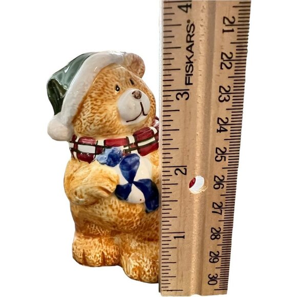 Ceramic Bears in Christmas Santa Hat and Scarf Salt and Pepper Shakers - Picture 2 of 4